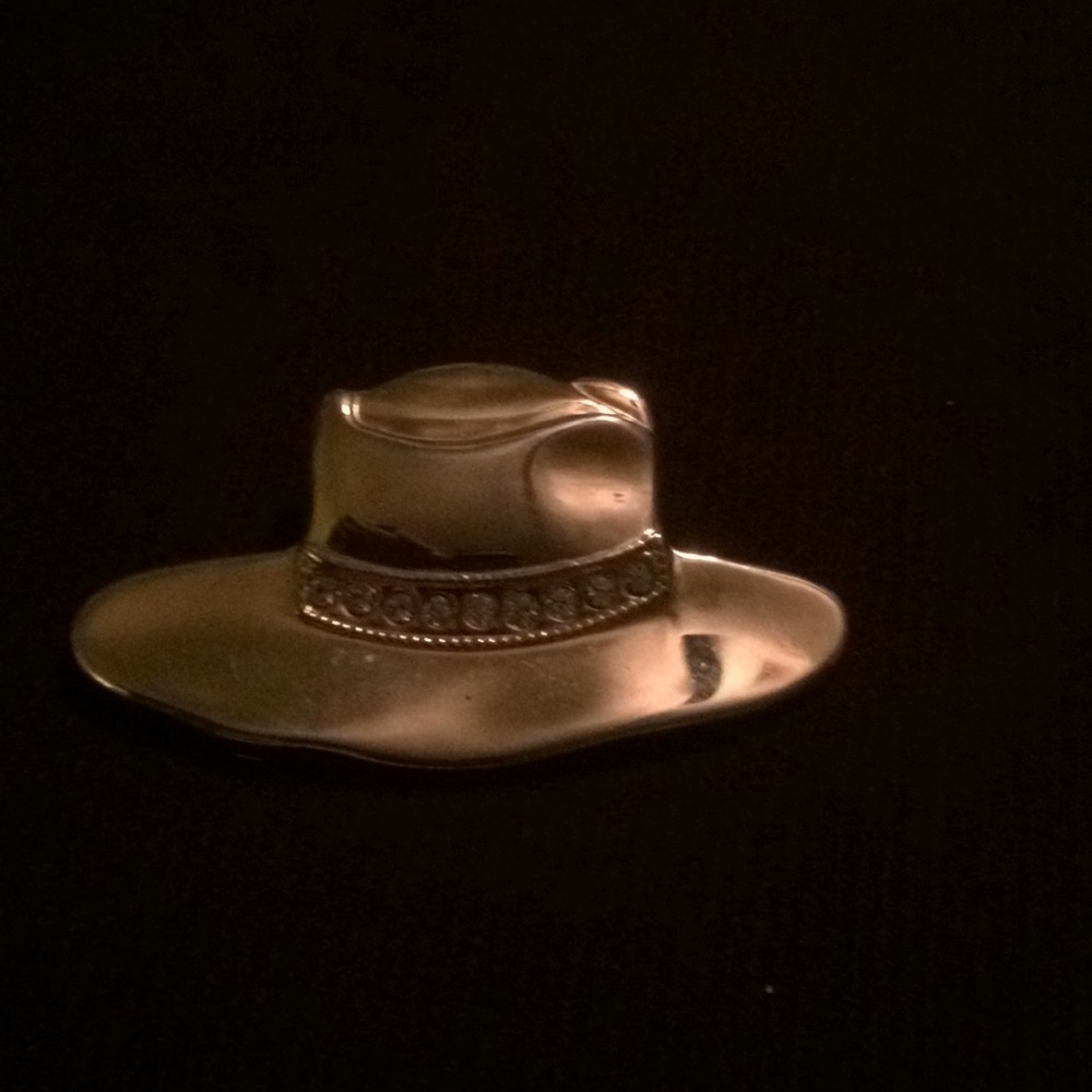 Gold cowboy hat pin